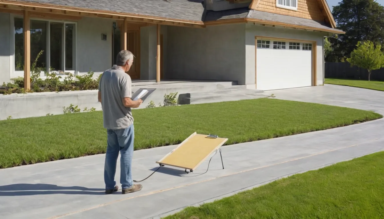 A fresh broom-finished concrete driveway beside a frame home in Huntley